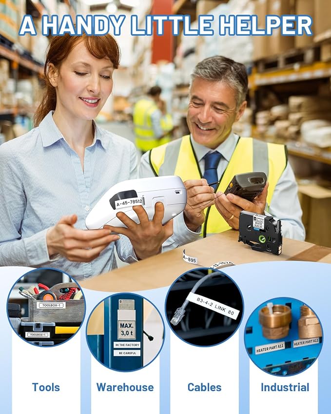 Label Maker Machine with-Tape, Label Maker Waterproof-Labels, Keyboard Labeler Machine Portable, D210S Desktop Labelmaker Multiple Symbols for Home Small Business Kids Teachers School Supplies