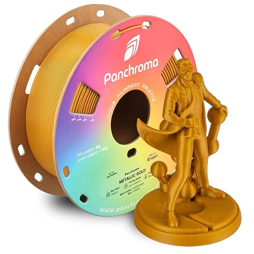 Polymaker Panchroma Metallic PLA Filament 1.75mm for 3D Printing, Gold | Neatly Wound PLA 1kg, Easy Print & Smooth Feeding, Compatible with Bambu Lab & Most 3D Printers