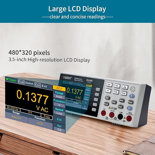 OWON XDM1241 Digital Multimeter,3.5in Desktop Multimeters, 55000 Counts LCD True RMS Temperature Tester Meter