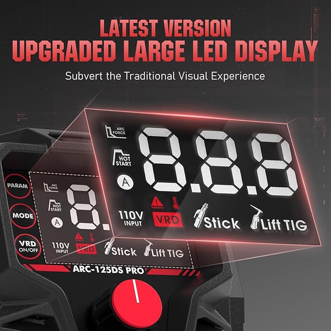 YESWELDER Large Viewing Screen 3.93"X3.66" True Color Solar Power Auto Darkening Welding Helmet & Mini Stick Welder Portable, Large LED Display 125Amp ARC Welding Machine
