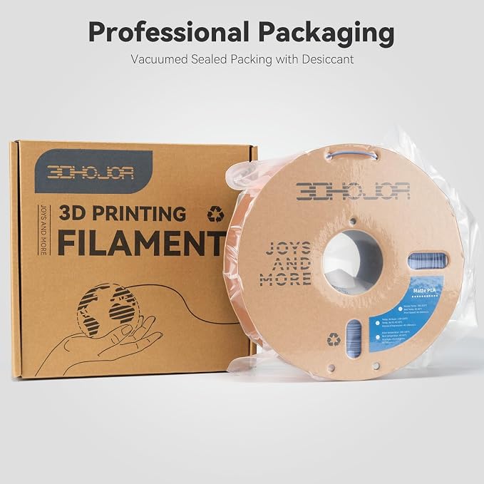 3DHojor Matte PLA Filament 1.75mm, Upgrade 3D Printer Filament, 1KG*2 Cardboard Spool 3D Printing Filament for 3D Printers(Matte Grey 2Pack)