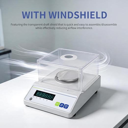 Lab Scale 500gx0.001g Accuracy Analytical Balance 0.001g High Precision Laboratory Digital Scale with Windshield Jewelry Weighing Balance (500g*1mg)