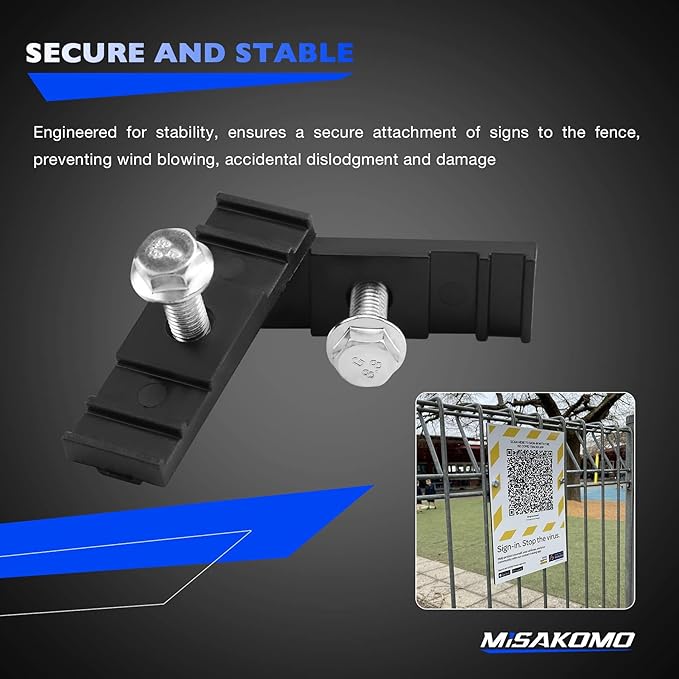 12pcs Chain Link Fences Signs Mounts Fastener Brackets Clips with Stainless Steel Bolts, for Standard Chain Link Fence Sign Mounting Support Rack , Metal Flags Banners Displays Signs Mounts