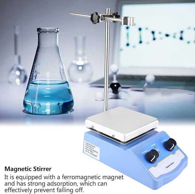 HS-12 Digital Hotplate Magnetic Stirrer, 1-2000(r/min), 5L, Stainless Steel Magnetic Stirrer Hot Plate Mixer, for Lab Liquid Mixing Heating(US Plug)