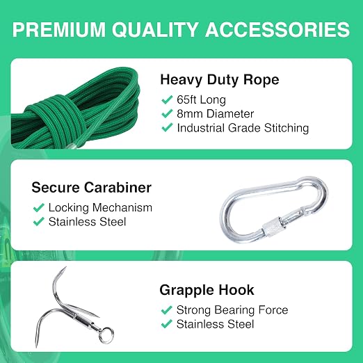 2000LB’s Complete Magnet Fishing Kit | Double Sided Fishing Magnet Kit with Case | Includes Strong Neodymium N52 Magnets, Durable 65ft Rope, Carabiner, Gloves, Grappling Hook & Carry Case