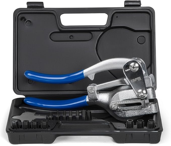Capri Tools CP21050 21050 Metal Hole Punch Set With Puncher 16 Piece, Black
