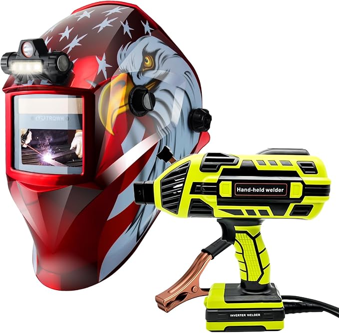 TRQWH Portable Welder Machine 110V ARC Handheld Welder & Auto Darkening Welding Helmet