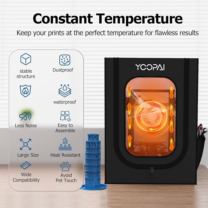 YOOPAI 3D Printer Enclosure, Dustproof Tent Constant Temperature Protective Cover for Creality Ender 3 V3 SE/KE/Ender 3/Ender 3 Pro/Ender 3V2/Ender 3 S1/ For Anycubic Elegoo Printers, 29.5×25.6×21.6"
