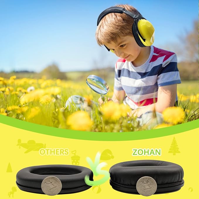 ZOHAN Kids Ear Protection 2 Pack, 25dB NRR Noise Cancelling Headphones for Kids, with Pillowy Pads, for Monster Truck, School, Autism, Sensory, Fireworks, Concerts, Events (Yellow+Green)