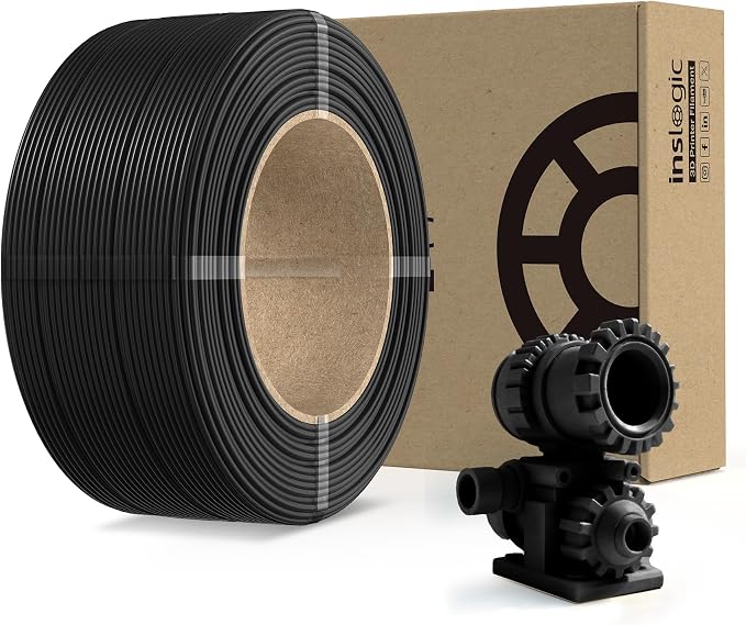 Inslogic PA6-CF Carbon Fiber Nylon Filament 1.75mm Black 0.5kg Refill, PA6-CF Nylon Warp Free 1.75mm 3D Printing Filament