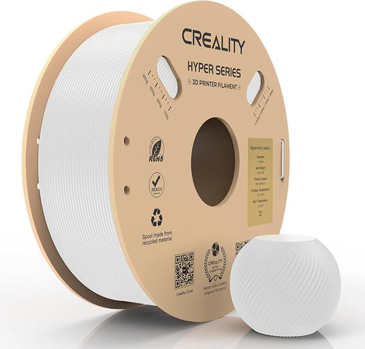Creality PETG Filament, Hyper 1.75 mm 1 kg PETG: High-Speed 3D Printer Filament 30-600 mm/s, Dimensional Accuracy +/- 0.02 Cardboard Spool (2.2 lbs) for Most FDM 3D Printers,White
