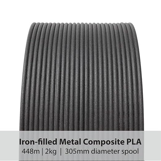 Protopasta Ferromagnetic Iron PLA 3D Printer Filament | ProtoPlant Metal-Filled PLA Plastic Printer Filament with 45% Iron | Patina Friendly Metal Composite Filament | 2kg Metallic Spool