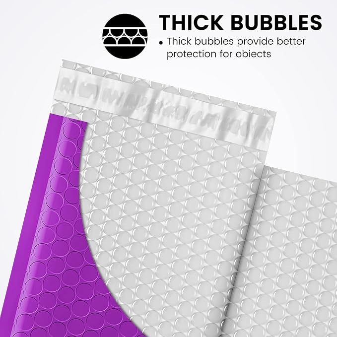 Fuxury Bubble Mailers 4x8 Inch Purple 200 Pack Padded Envelopes Usable Size 4x7" Thick Mailing Envelopes Bubble Opaque Padded Mailers Shipping Bags for Mailing Jewelry Makeup Small Business#000