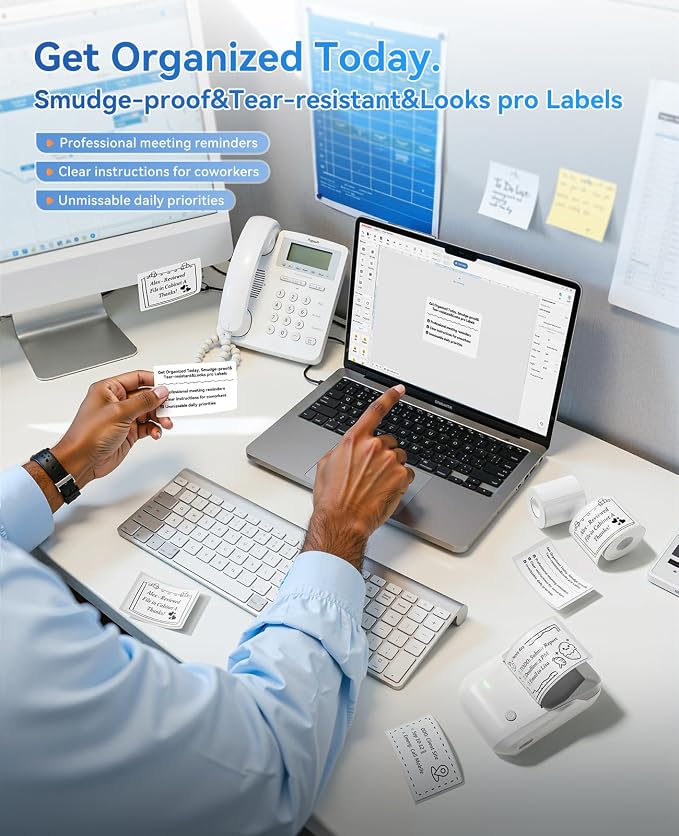 NIIMBOT B1 Label Maker Machine, Thermal Label Printer Easy to Use for Office, Home, Business, Came with 1 Roll White Label(Grey)