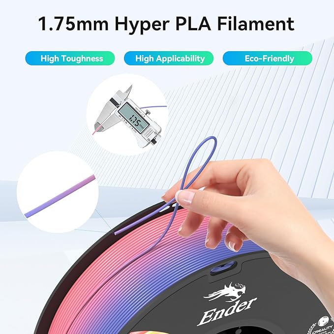 Creality 3D Printer Filament 1.75mm, Rainbow PLA+ Plus Pro Filament Toughness Upgraded, Dimensional Accuracy ±0.02mm, Fit Most 3D Printers, 4 Pack 1kg Spool(2.2lbs), Rainbow