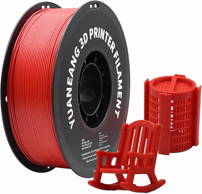 ABS 3D Printer Filament 1.75mm Red, 1kg Spool, Strong & Durable ABS Material, High Heat Resistance, Low Warping, ±0.03mm Precision, Ideal for Functional Parts, Prototypes