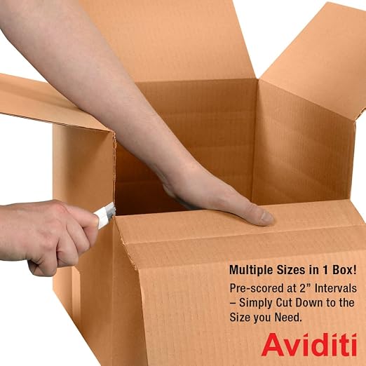 Aviditi MD12126R Multi-Depth Corrugated Cardboard Box 12 1/2" L x 12 1/2" W x 6" H, Kraft, for Shipping, Packing and Moving (Pack of 25)