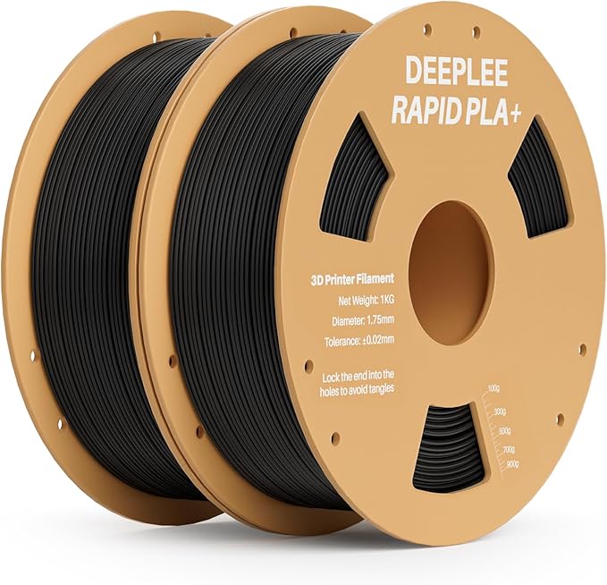 Rapid PLA Plus Filament 1.75mm, High Speed 3D Printer Filament Up to 600mm/s, PLA+ Filament Dimensional Accuracy +/- 0.02 mm Fits Most FDM 3D Printer, Cardboard Spool 2 Pack 1kg Black