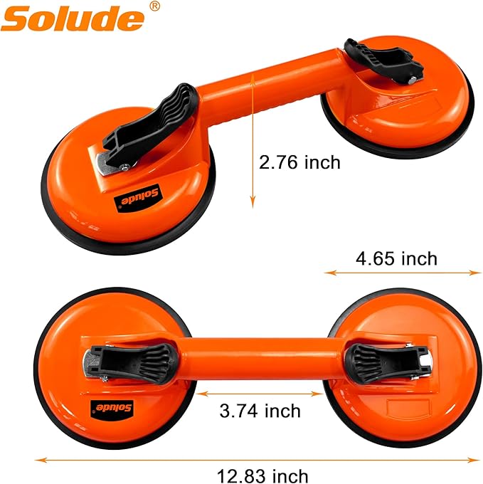 2 Pack Glass Suction Cups,Aluminium Heavy Duty Vacuum Handle Glass Holder for Lifting Large Glass/Window/Tiles/Mirror/Granite/Floor Gap Fixer/Windshield Removal & Install Tool