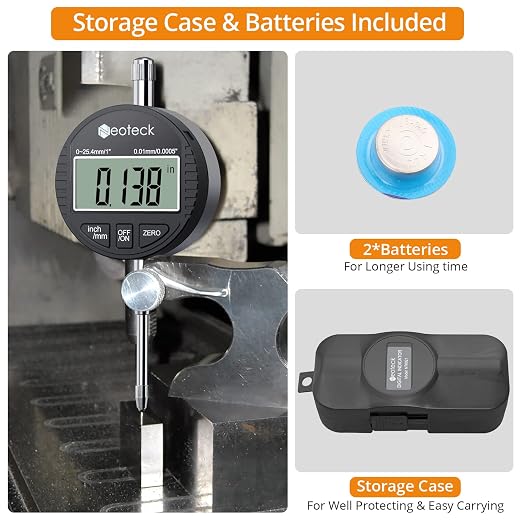 Neoteck 1" Digital Indicator + 176lbs/80kg Magnetic Base Stand