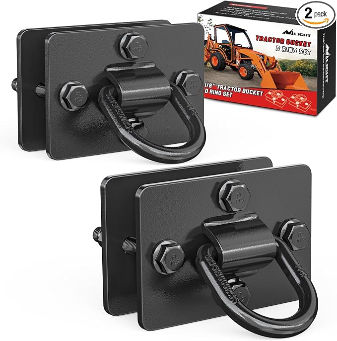 Nilight 2Pcs 1/2" D Rings for Trailers Heavy Duty Trailer Tie Down Rings, Incl. Mounting Hardware, Forged Steel Bolt-On Grab with Back Plates Compatible with Tractor RV UTV Truck, Max 12000Lbs, Black