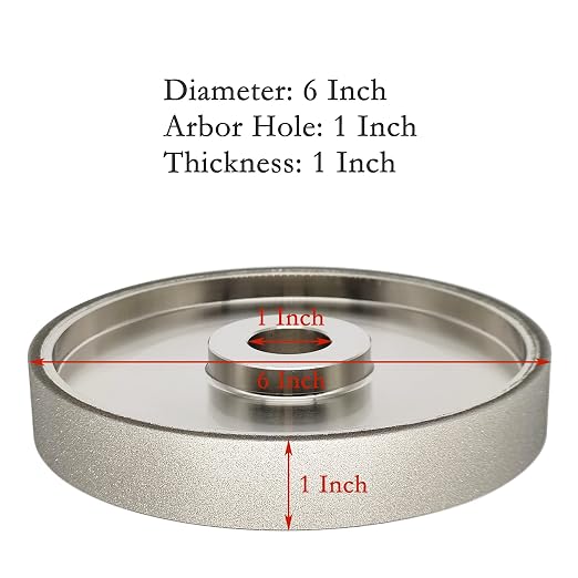 CBN Grinding Wheel 6" Dia x 1" Wide, 1 inch Arbor, Sharpen High Speed Steel Cutting Tools, Diamond Grinding Wheel Grit #320