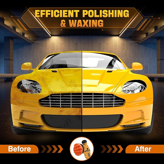 VERVEWAVE Cordless Buffer Polisher Kit for Dewalt 20V Battery (No Battery), 6-Inch Orbital Car Polisher Variable Speed 1800—5500 RPM, 17PCS Polishing Accessories, for Car Polishing/Waxing (Tool Only)