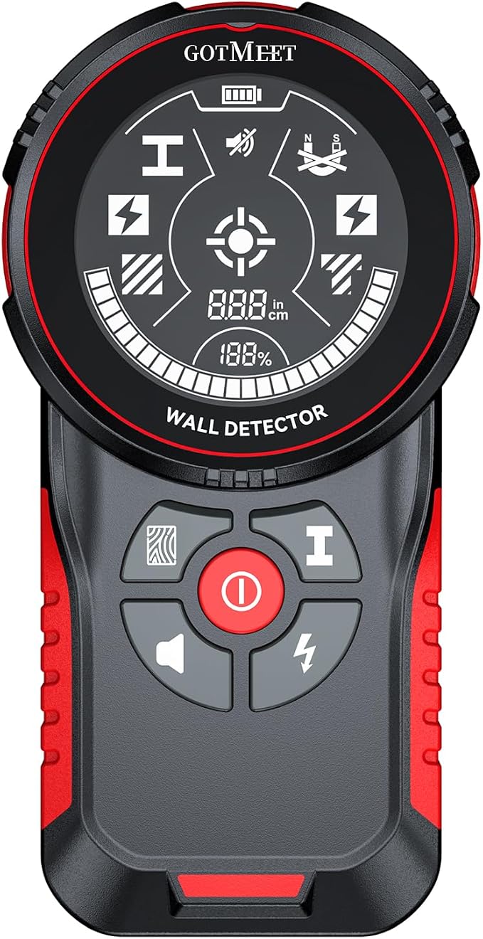 Stud Finder Wall Scanner - Rechargeable Stud Finder Tool with Smart Sensor, HD LCD Display & Audio Alarm, Electronic Stud Detector for Metal Wood AC Live Wire Studs Joist Water Pipe