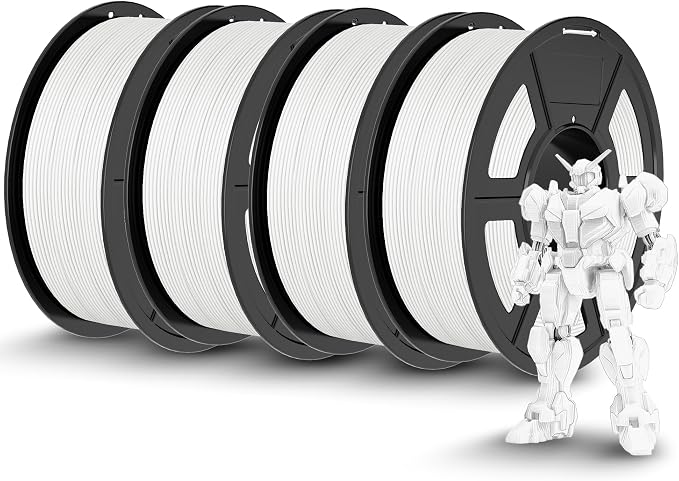 TECBEARS Matte PLA 3D Printer Filament 1kg*4, PLA Filament 1.75mm, High Toughness Matte Filament, 4* White