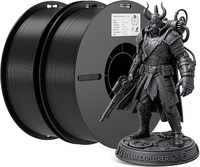 Creality 3D Printer Filament, PLA Filament 1.75mm Bundle, Ender PLA Filament No-Tangling Storage Box for 1.75/2.85mm PLA PETG ABS (Black & Black)