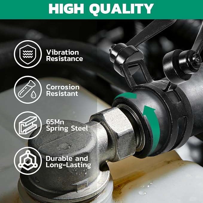 OURU 90PCS 6-16mm Spring Band Hose Clamps Assortment kit, Constant Tension Hose Clamps for Fuel Lines, Silicone Vacuum Hoses, Low-Pressure Air Clips