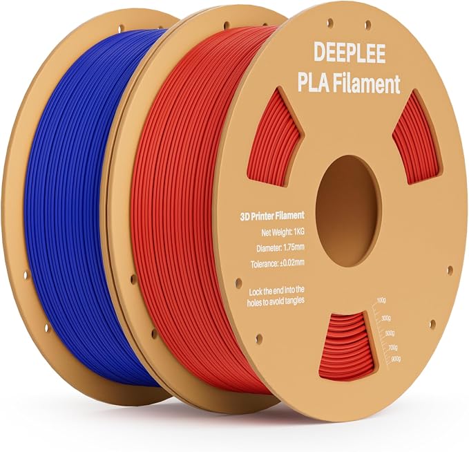 PLA 1.75mm 3D Printer Filament, Dimensional Accuracy +/- 0.02mm, Neatly Wound, No Clogging, Vacuum Package, Fits for Most FDM 3D Printers, 2 Pack 1kg Red & Dark Blue