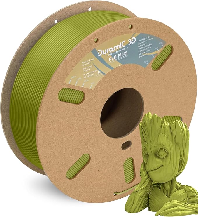 DURAMIC 3D PLA+ Printer Filament 1.75mm PLA Plus Neatly 2Kg Spool(2.2lbs) | PLA Pro Tougher and Stronger, Dimensional Accuracy Probability +/- 0.02mm Brownish green