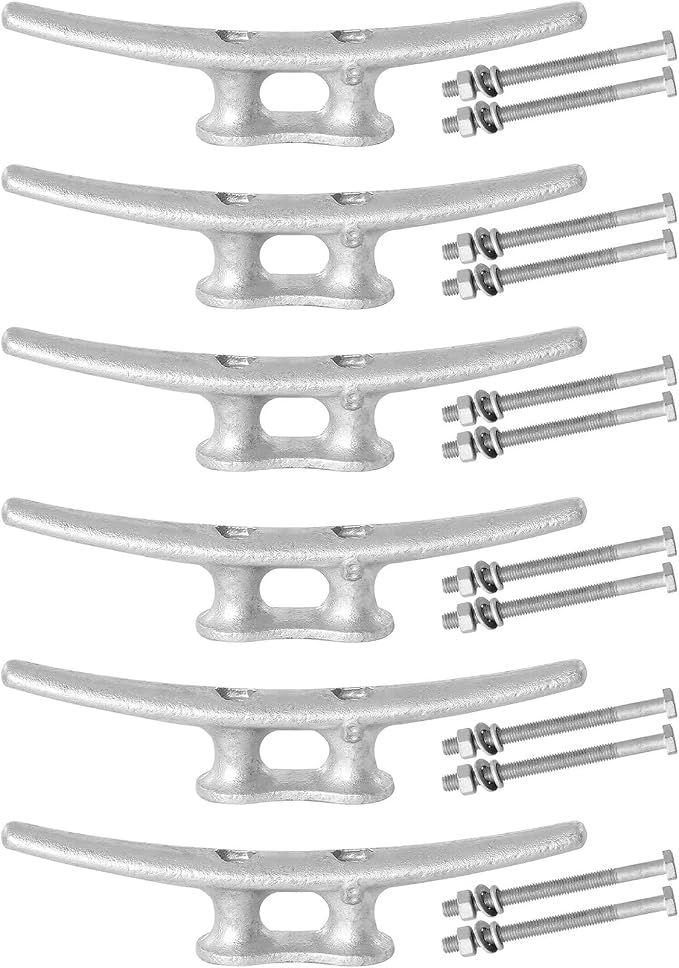 6/8/10/12/14 inch Dock Cleats With Bolts,Hot Dipped Galvanized Cast Iron Boat Cleats,Rope Cleat Boat Dock Cleats for Boat Docks,Decks,Piers for Tying up Boats,Marine Decor(1,2,4,5,6,8,10,12 Pack)