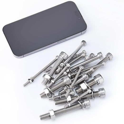 M5 M6 M8 M10 Metric Machine Bolt Assortment 304 Stainless Steel Cylindrical Head Screws and Bolt Hex Socket Head Cap Machine Screws Kit