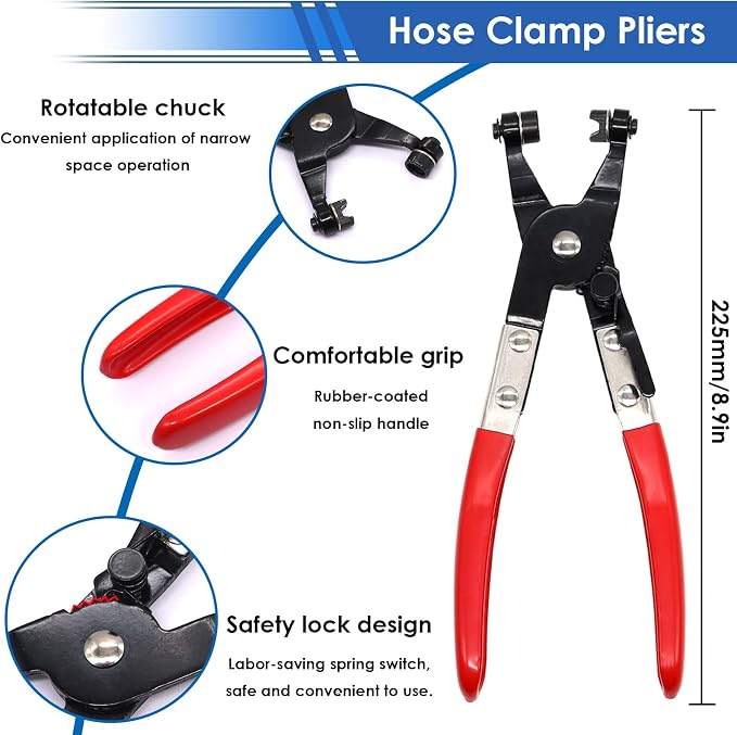 smseace 406Pcs 6-25mm Spring Band Hose Clamps With Plier 13-sizes Constant Tension Hose Clamp used for Fuel Line，Vacuum Hose，Air Hose