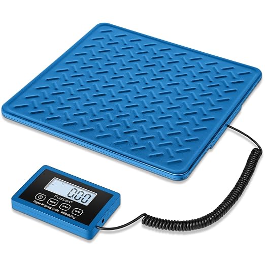 Fuzion Shipping Scale, 440LB x 10g Postal Scale, Hold & Tare Function | Durable Alloy Steel Platform, Heavy Duty Scale for Packages, Luggage, Large Floor Scale Battery and AC Adapter Included