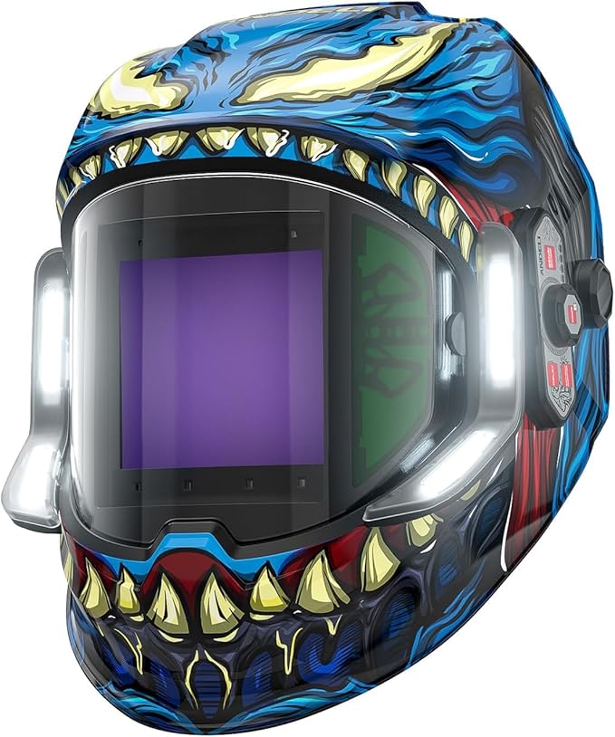 ANDELI Welding Helmet - 180° Panoramic 6 Arc Sensor True Color, Auto Darkening Welding Helmet with Light and Motion Sensing, 2100mAh Rechargeable Battery for TIG/MIG/Cut/Grind MONERDB-LED