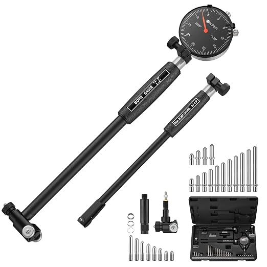 Neoteck Dial Bore Gauge with 0.7"-6"/0.0005" Measuring Range and 6" Measuring Depth Dial Bore Gauge Set with 23PCS Anvils Chrome Plated Handle & Insulated Grips for Engine Cylinder Measurement-Black