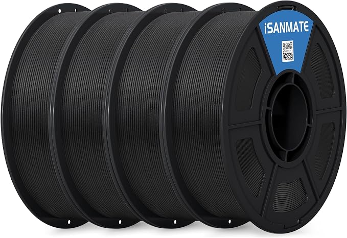 iSANMATE Carbon Fiber ASA Filament 1.75mm, ASA CF Bundle UV/Rain/Heat Resistant Tough 3D Printer Filament, Perfect for Outdoor Functional Parts, Black(4-Pack)