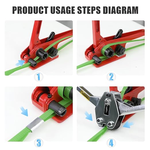 Heavy Duty Banding Strapping kit Contain 1/2" x 3200" Polyester (PET) Packaging Straps & 50 Metal Seals 20 Plastic Edge Protectors Tensioner with Cutter Sealer Tool Glove