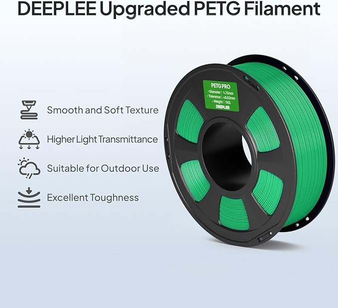 PETG PRO Filament 1.75mm Transparent 1KG, 1.75mm PETG 3D Printer Filaments Enhanced Toughness and Weather Resistance, Fit for Most FDM 3D Printers