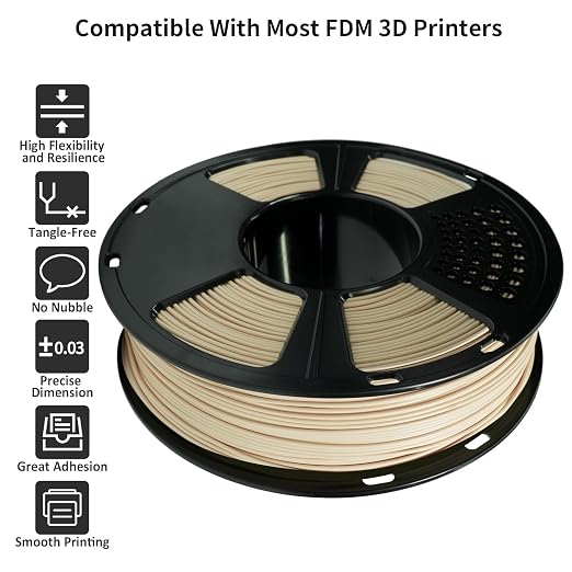GIANTARM PLA Filament,Beige 3D Printer Filament 1Kg(2.2lbs) Spool,1.75mm Dimension Accuracy +/- 0.03mm,Fit Most FDM 3D Printers