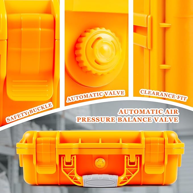 Relaxweex 1 Pcs Waterproof Hard Case with DIY Customizable Foam Insert Portable Protective Case with Knife for Camera Drones Equipments Tools Test Instruments(Orange,22.4 x 16.1 x 10.2 Inch)