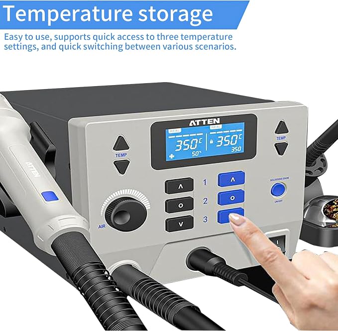 ST-8902D 1300W 2 in 1 Digital Rework Station With Hot Air Station and Soldering Station, Automatic Sleep Mode and Digital Display Function for Mobile Phone Repair, Laboratory, DIY