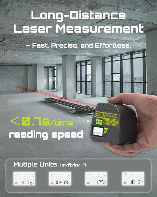 Laser Measurement Tool, 393Ft/120M Bilateral Laser Measuring Tool, Inkerma 130Ft/40m Laser Measurement Tool & 16Ft/5m Measuring Tape