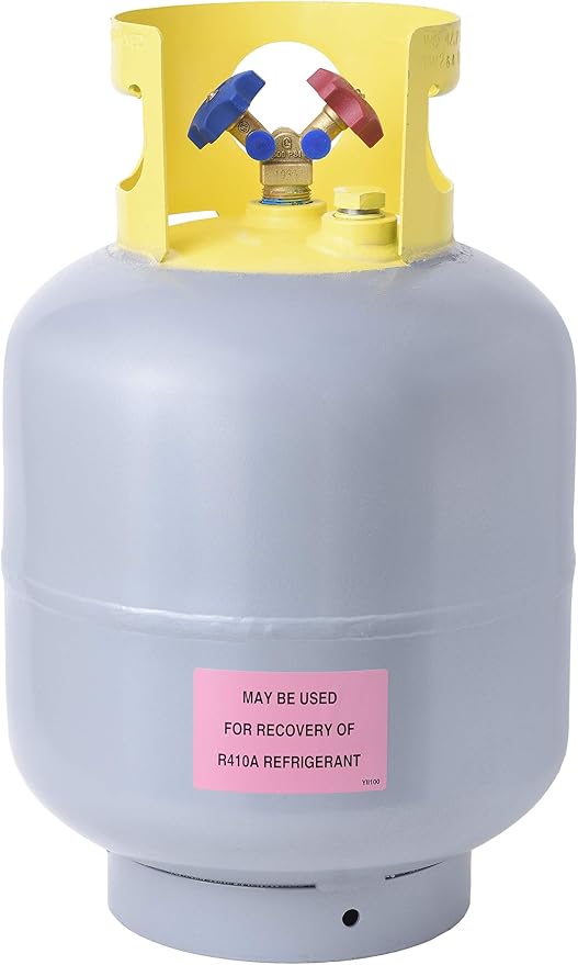 Flame King 50LB Refrigerant Recovery Cylinder Tank, 400 PSI, Dual Y-Valve Liquid/Vapor, Heavy-Duty Steel, HVAC Recovery & Storage