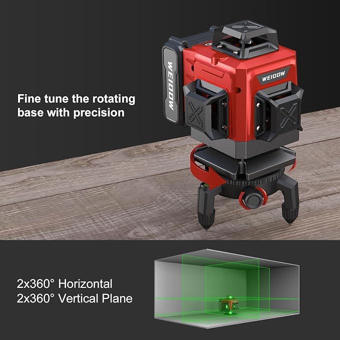 Weiddw laser level Self Leveling 16 Lines 4×360° for Picture Hanging and Construction, High-capacity Lithium Battery