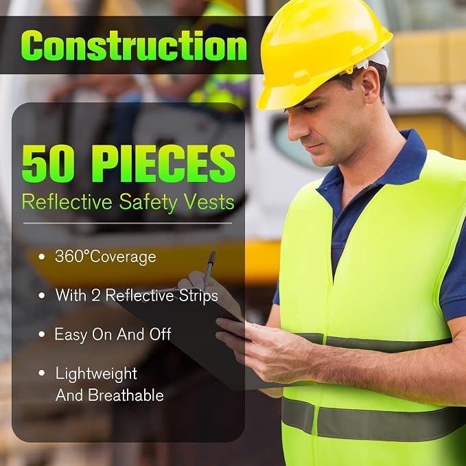 JaGely High Visibility Safety Vest Bulk Reflective Mesh Security Vest for Men Women Work Cycling Runner Neon
