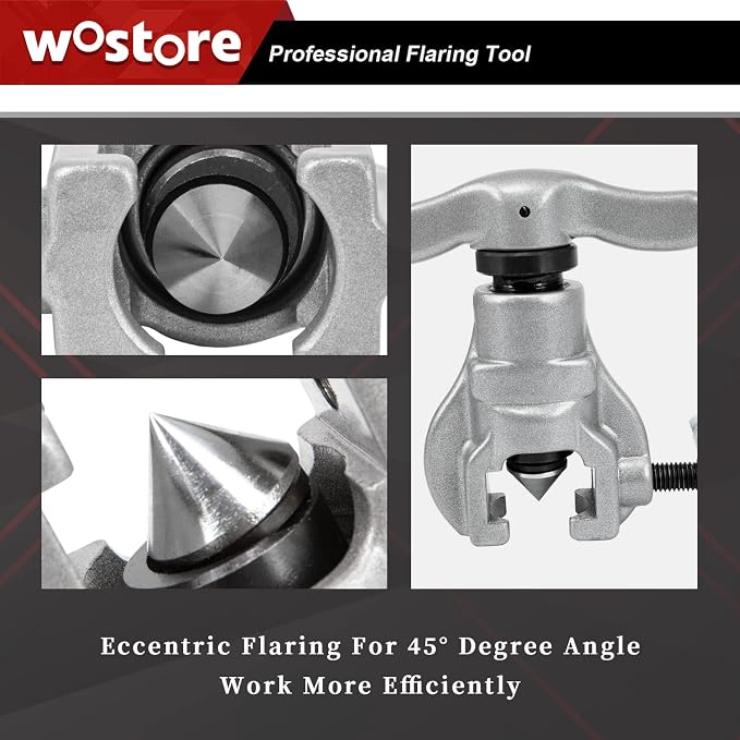 Wostore Tubing Flaring Tool Kit - 7 Dies for Eccentric Flares on 3/16-3/4 inch Copper Pipes - Ideal for Refrigeration HVAC Plumping Work